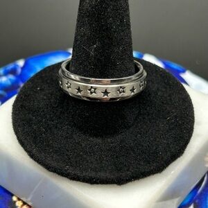 Silver tone Star Spinner Ring #K23 size 10